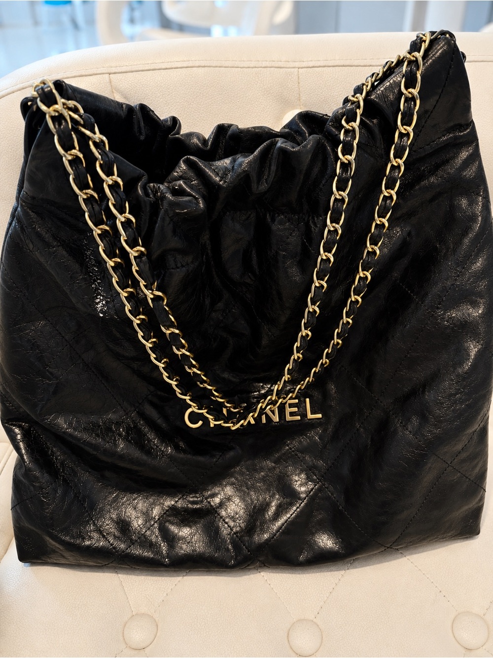 Inspired Black Quilted Leather Chain-Handle Shoulder Bag